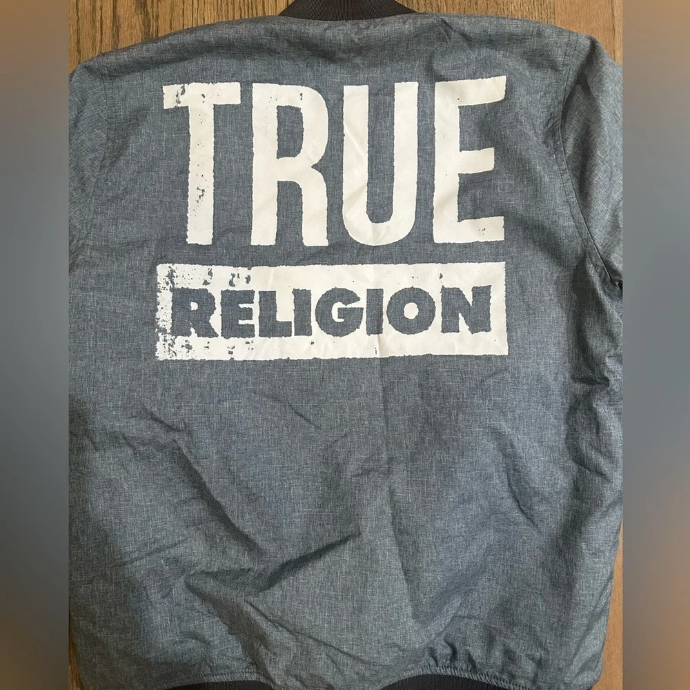 True Religion Gray Bomber Jacket-Size Large